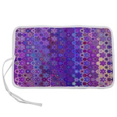 Boho Purple Floral Print Pen Storage Case (m) by SpinnyChairDesigns