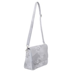 Wedding White Floral Print Shoulder Bag With Back Zipper by SpinnyChairDesigns