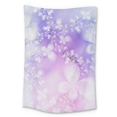 White Purple Floral Print Large Tapestry by SpinnyChairDesigns