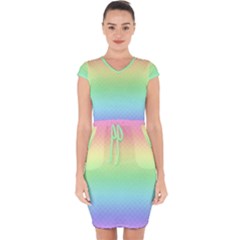 Pastel Rainbow Diamond Pattern Capsleeve Drawstring Dress  by SpinnyChairDesigns