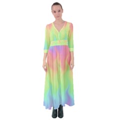 Pastel Rainbow Flame Ombre Button Up Maxi Dress by SpinnyChairDesigns