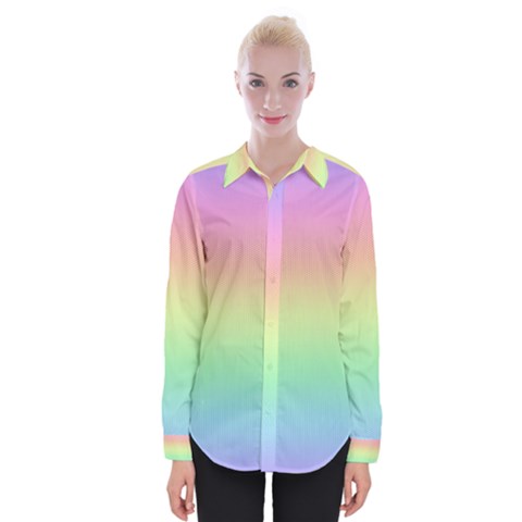 Pastel Rainbow Ombre Womens Long Sleeve Shirt by SpinnyChairDesigns