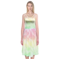 Pastel Rainbow Tie Dye Midi Sleeveless Dress by SpinnyChairDesigns