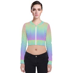Pastel Rainbow Gradient Long Sleeve Zip Up Bomber Jacket by SpinnyChairDesigns