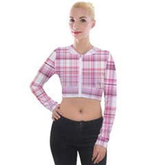 Pink Madras Plaid Long Sleeve Cropped Velvet Jacket by SpinnyChairDesigns