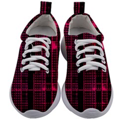 Pink Black Punk Plaid Kids Athletic Shoes by SpinnyChairDesigns