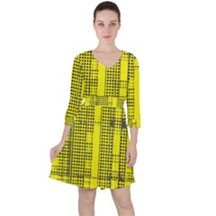 Black Yellow Punk Plaid Ruffle Dress by SpinnyChairDesigns