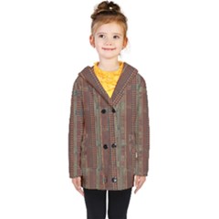Rust Brown Grunge Plaid Kids  Double Breasted Button Coat by SpinnyChairDesigns