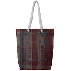 Rust Brown Grunge Plaid Full Print Rope Handle Tote (small) by SpinnyChairDesigns