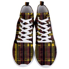 Red Yellow Black Punk Plaid Men s Lightweight High Top Sneakers by SpinnyChairDesigns