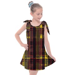 Red Yellow Black Punk Plaid Kids  Tie Up Tunic Dress by SpinnyChairDesigns