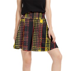 Red Yellow Black Punk Plaid Waistband Skirt by SpinnyChairDesigns