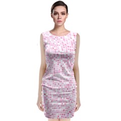 Pink And White Checkered Sleeveless Velvet Midi Dress by SpinnyChairDesigns