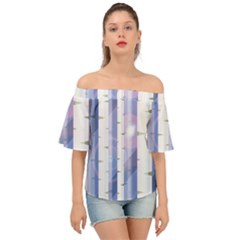 Birch Tree Forest Digital Off Shoulder Short Sleeve Top by Mariart