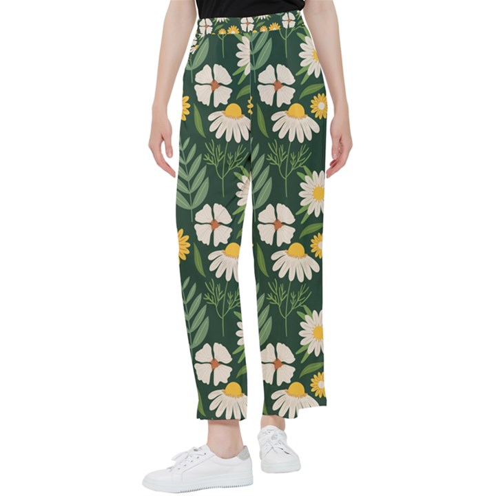 Flower Green Pattern Floral Women s Pants 