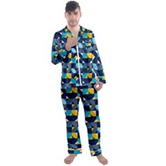 Geometric Hypnotic Shapes Men s Long Sleeve Satin Pyjamas Set by tmsartbazaar