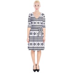Black And White Aztec Wrap Up Cocktail Dress by tmsartbazaar