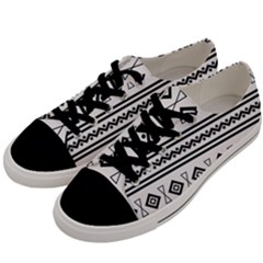 Black And White Aztec Men s Low Top Canvas Sneakers by tmsartbazaar