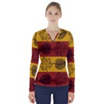 Autumn Leaves Colorful Nature V-Neck Long Sleeve Top