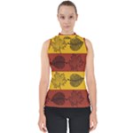 Autumn Leaves Colorful Nature Mock Neck Shell Top
