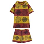 Autumn Leaves Colorful Nature Kids  Swim Tee and Shorts Set