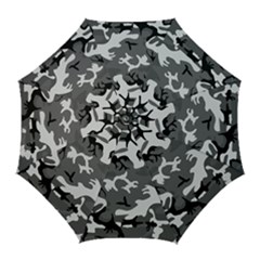 Army Winter Camo, Camouflage Pattern, Grey, Black Golf Umbrellas by Casemiro