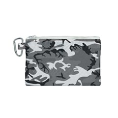 Army Winter Camo, Camouflage Pattern, Grey, Black Canvas Cosmetic Bag (small) by Casemiro
