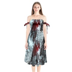 Flamelet Shoulder Tie Bardot Midi Dress by Sparkle