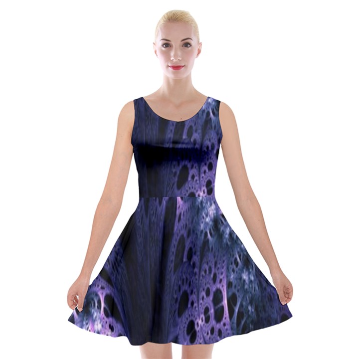 Fractal Web Velvet Skater Dress