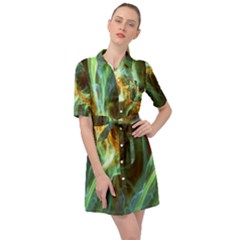 Abstract Illusion Belted Shirt Dress by Sparkle