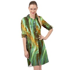 Abstract Illusion Long Sleeve Mini Shirt Dress by Sparkle