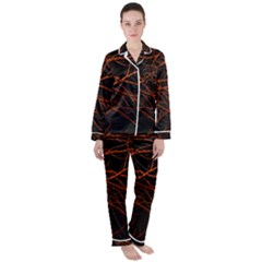 Dark Forest Scene Print Satin Long Sleeve Pyjamas Set by dflcprintsclothing