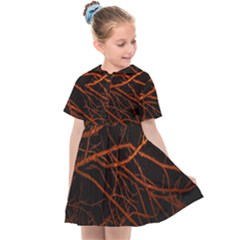 Dark Forest Scene Print Kids  Sailor Dress by dflcprintsclothing