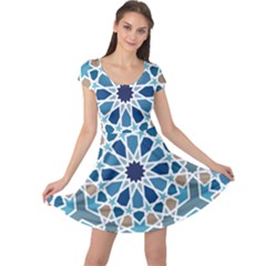 Arabic Geometric Design Pattern  Cap Sleeve Dress by LoolyElzayat