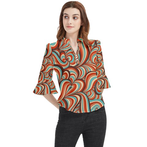Psychedelic Swirls Loose Horn Sleeve Chiffon Blouse by Filthyphil
