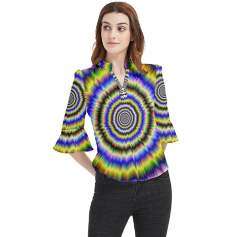 Psychedelic Blackhole Loose Horn Sleeve Chiffon Blouse by Filthyphil
