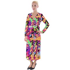 Psychedelic Geometry Velvet Maxi Wrap Dress by Filthyphil