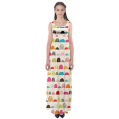 Scandinavian Folk Art Rainbow Road Empire Waist Maxi Dress