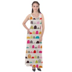 Scandinavian Folk Art Rainbow Road Sleeveless Velour Maxi Dress by andStretch
