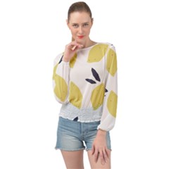 Laser Lemons Banded Bottom Chiffon Top by andStretch