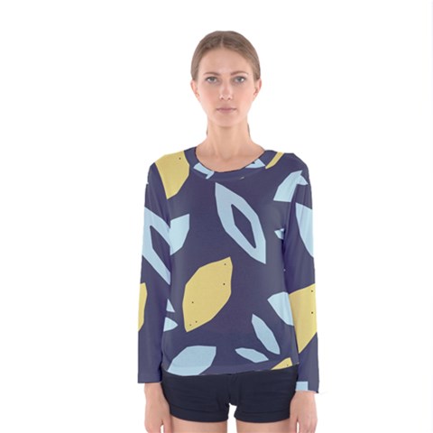 Laser Lemon Navy Women s Long Sleeve Tee by andStretch