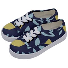 Laser Lemon Navy Kids  Classic Low Top Sneakers by andStretch
