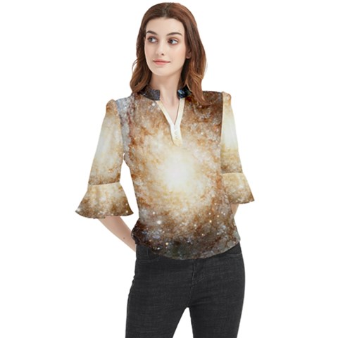 Galaxy Space Loose Horn Sleeve Chiffon Blouse by Sabelacarlos