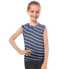 Yellow Blue Stripped Fish Kids  Mesh Tank Top