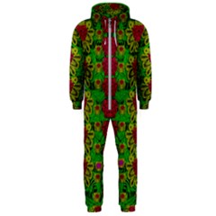 Rainbow Forest The Home Of The Metal Peacocks Hooded Jumpsuit (men)  by pepitasart