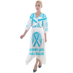 Child Abuse Prevention Support  Quarter Sleeve Wrap Front Maxi Dress by artjunkie