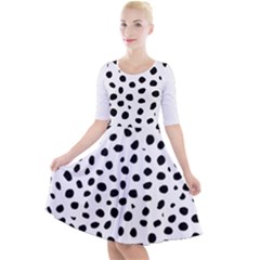  Black And White Seamless Cheetah Spots Quarter Sleeve A-line Dress by LoolyElzayat