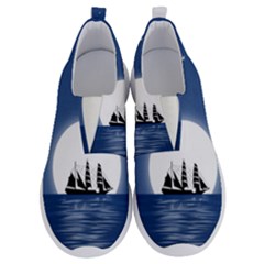 Boat Silhouette Moon Sailing No Lace Lightweight Shoes by HermanTelo