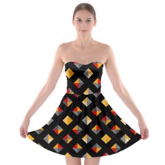 Geometric Diamond Tile Strapless Bra Top Dress by tmsartbazaar