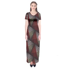 Abstract Zigzag Motif Short Sleeve Maxi Dress by tmsartbazaar